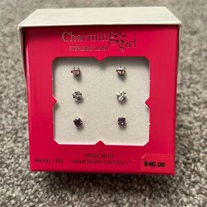 Sterling silver Charming Girl set of 3 earrings